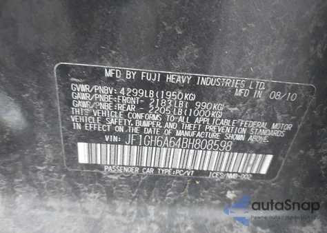 2011 Subaru Impreza 2.5I из США, поврежденный, VIN JF1GH6A64BH808598